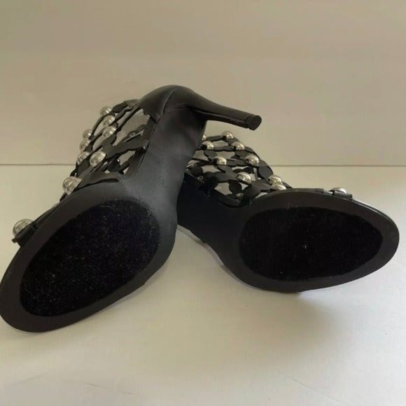 Cape Robbin Black Studded Heels Shoes #9 - Picture 5 of 8